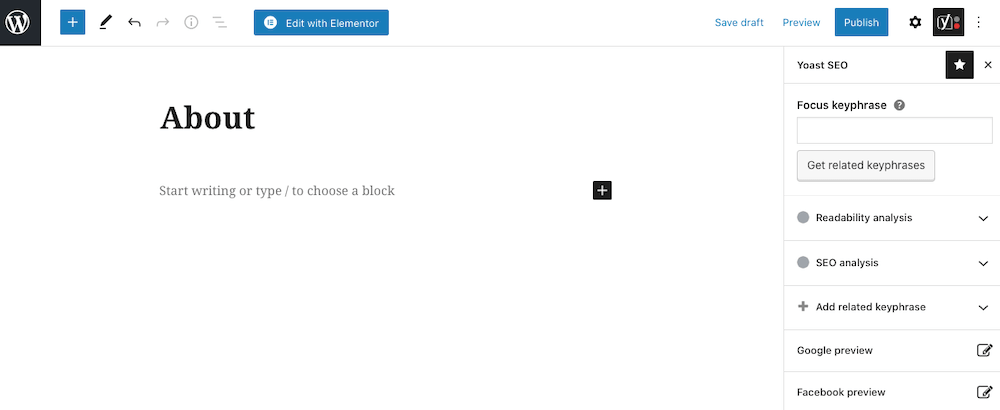 Creating a page in WordPress