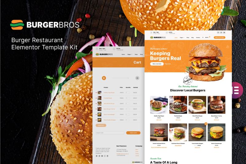Burgerbros - Modern Burger Restaurant Elementor Template Kit