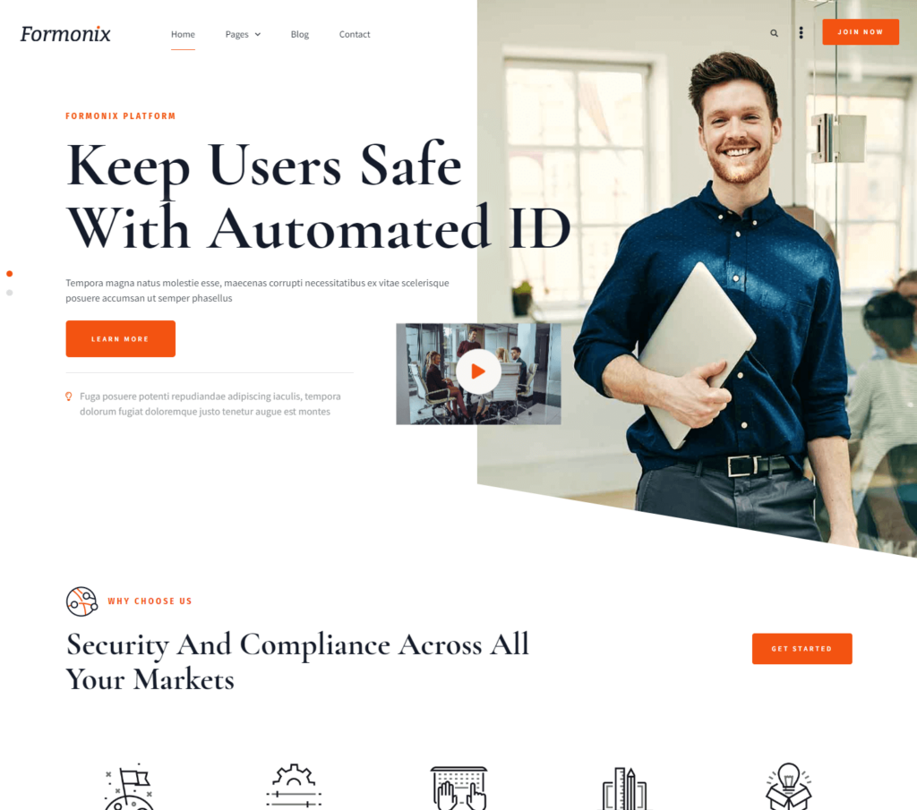 Homepage of Formonix Elementor template kit