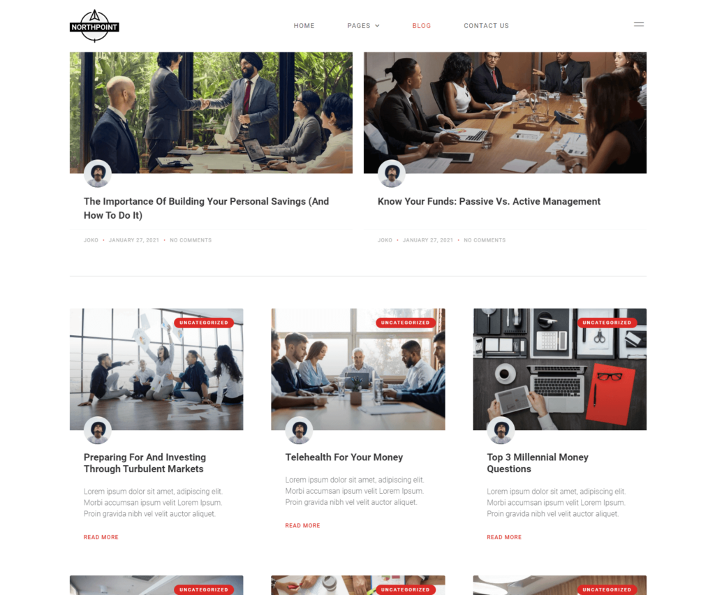 Bloig page of Northpoint Elementor template kit