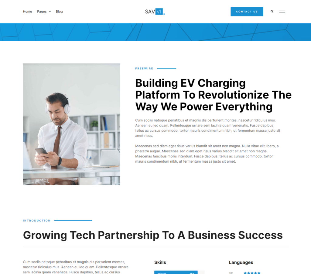 Case study page of Savvi Elementor template kit