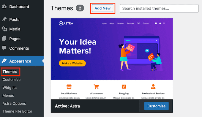 Installing WordPress theme