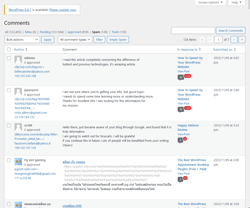 spam section of darrel’s site’s comments