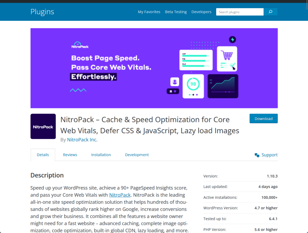 NitroPack – Cache & Speed Optimization for Core Web Vitals, Defer CSS & JavaScript, Lazy load Images