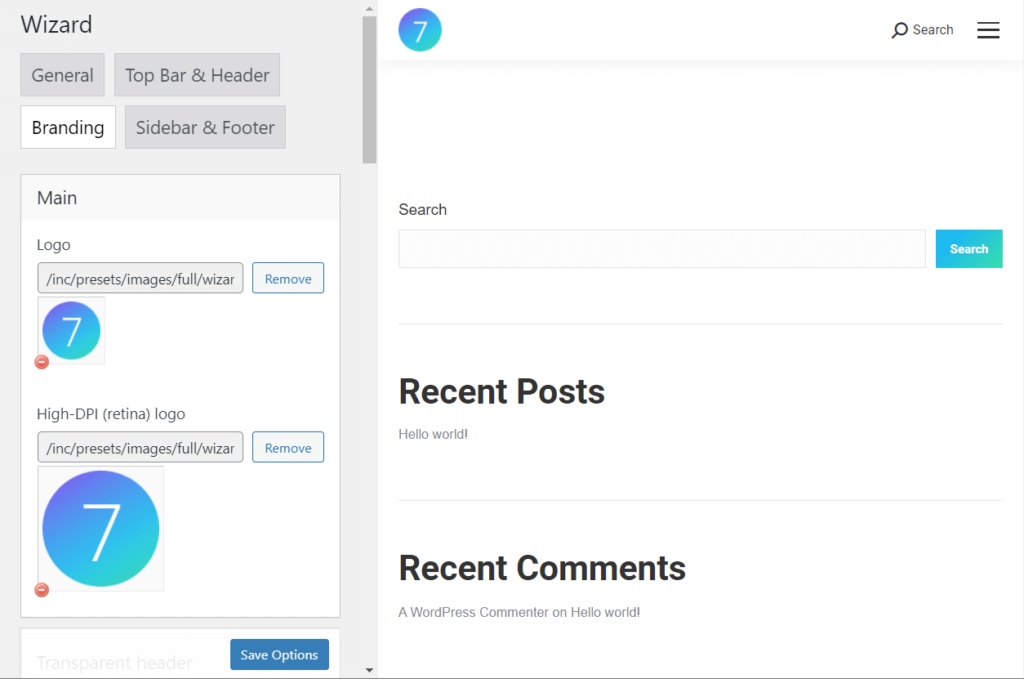 Branding settings