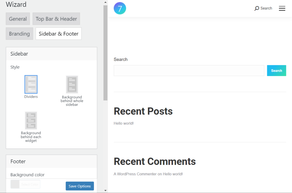 Sidebar and footer
