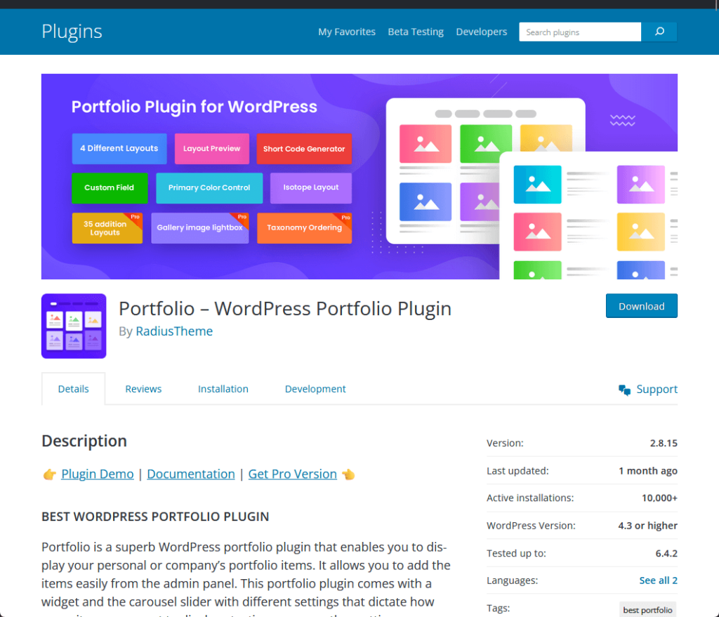 Portfolio – WordPress Portfolio Plugin By RadiusTheme