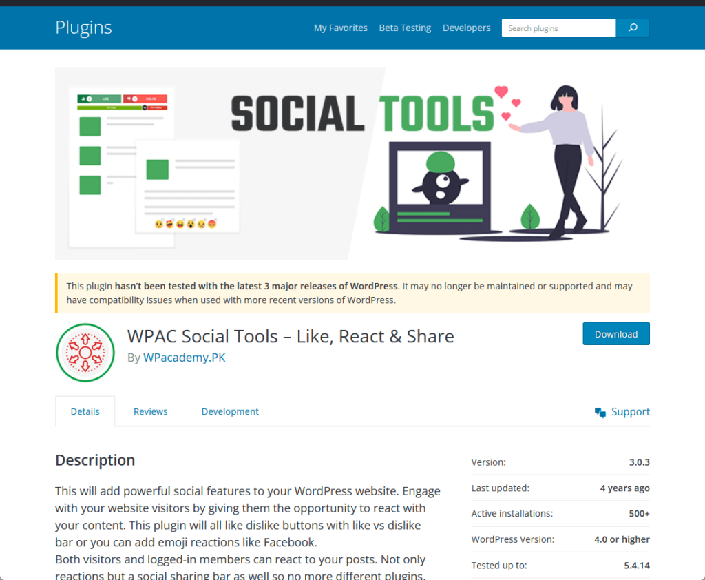 WPAC Social Tools – Like, React & Share
