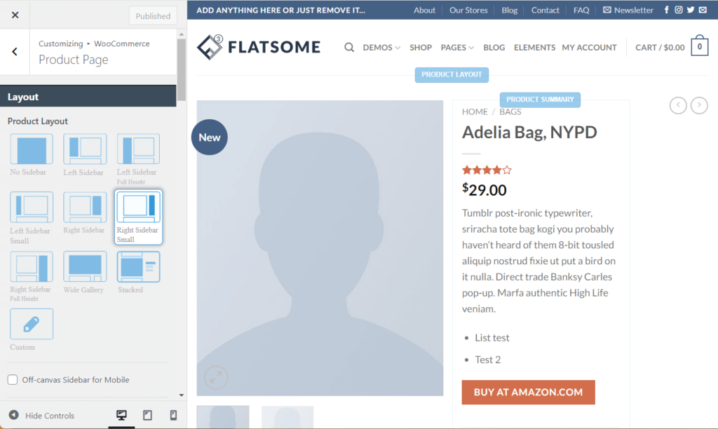 Product page layout