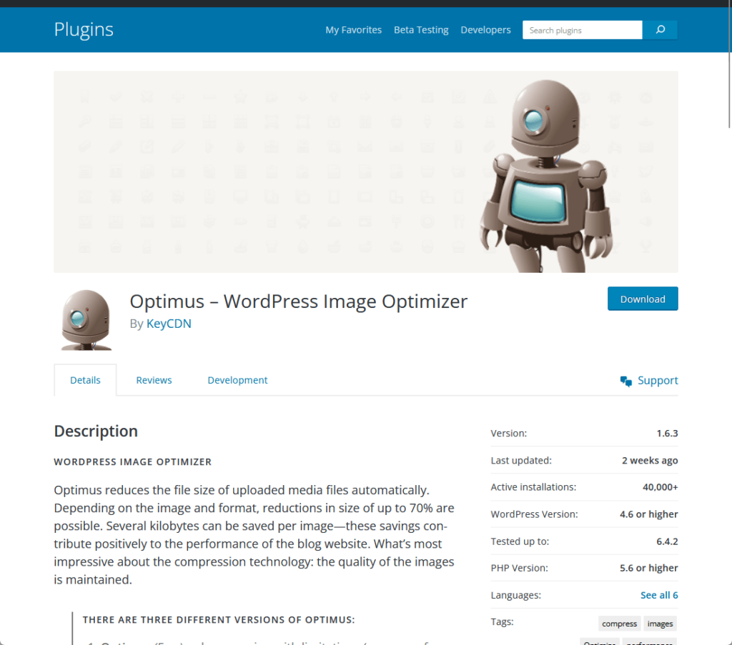 Optimus – WordPress Image Optimizer
