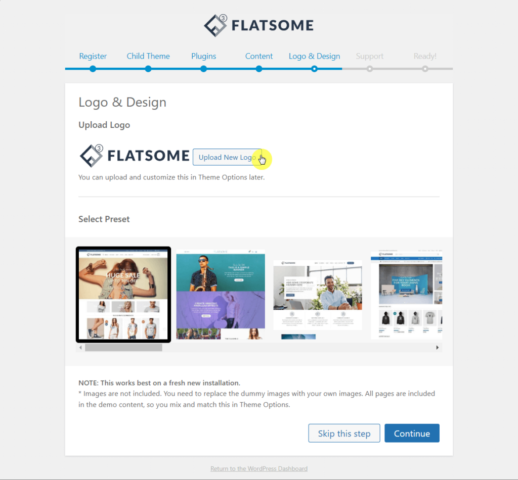 Upload website logo