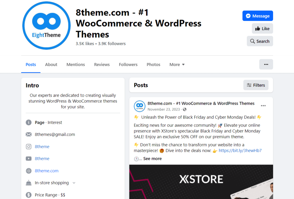 XStore Facebook page