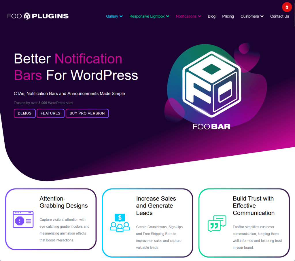 Better Notification Bars For WordPress