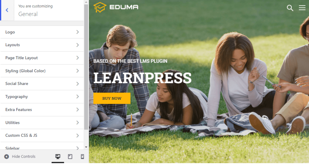 Eduma general settings
