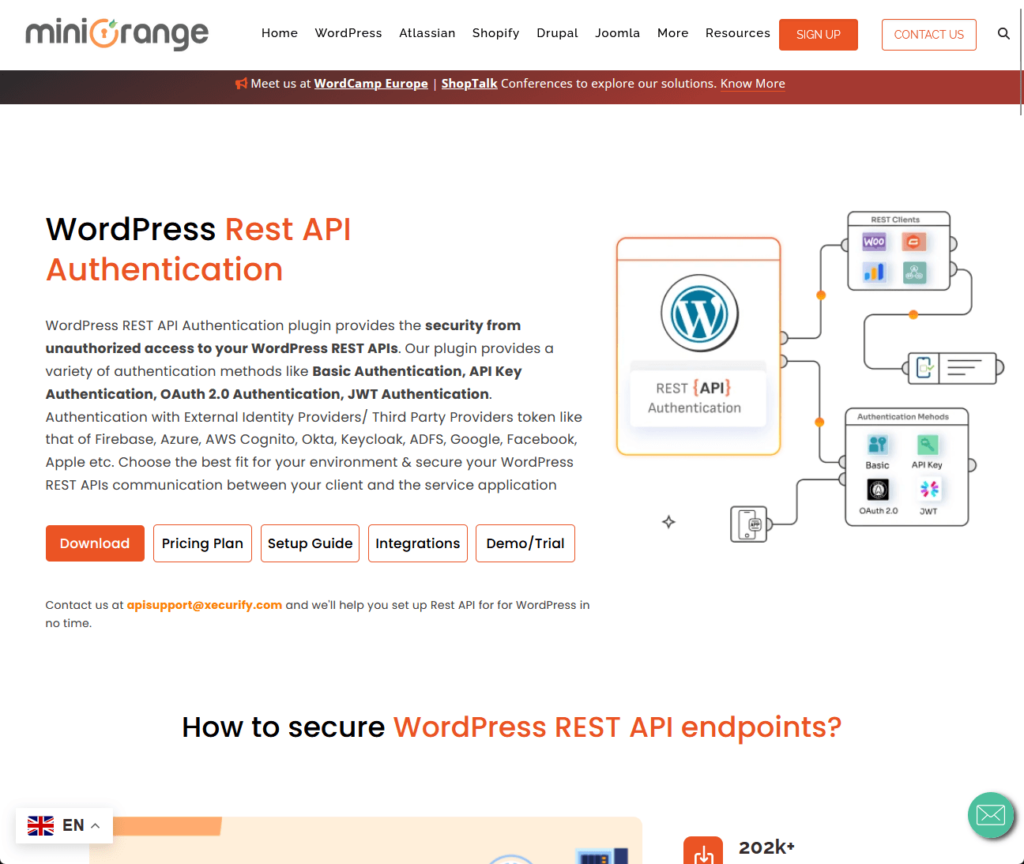 WordPress REST API Authentication plugin provides security from unauthorized access to your WordPress REST APIs.
