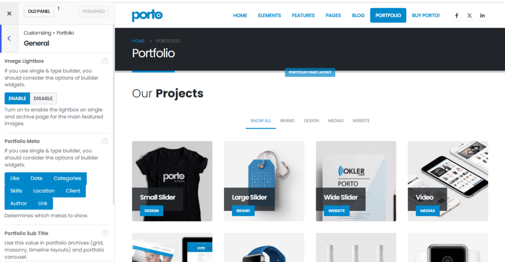 Portfolio settings